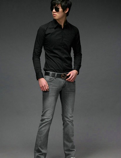 Черная рубашка серые брюки мужские